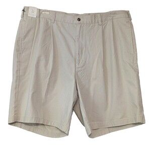 Turnbury Mens Pleated Chino Shorts Size 42 Khaki Beige Classic Fit Golf NWT